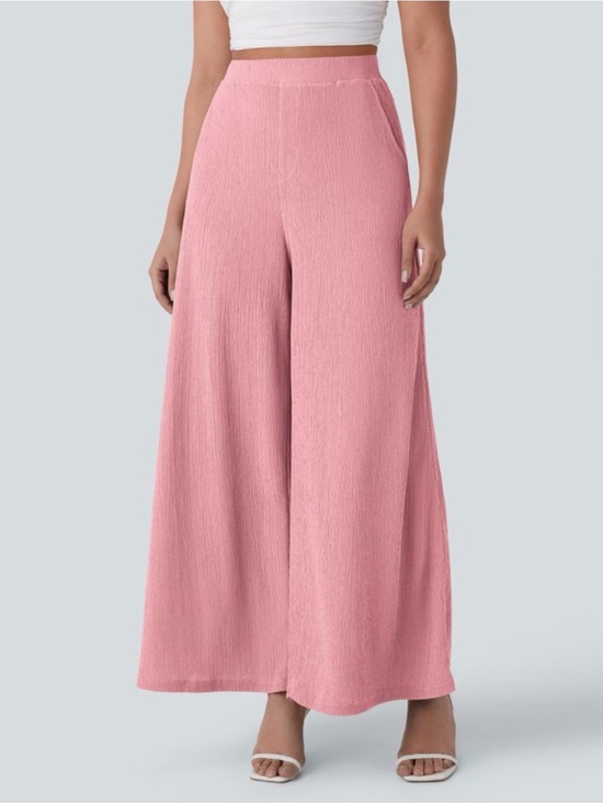 HALARA Pants - Halara High Waisted Pocket Wide Leg Flowy Casual Pants Bridal Pink Large L NEW